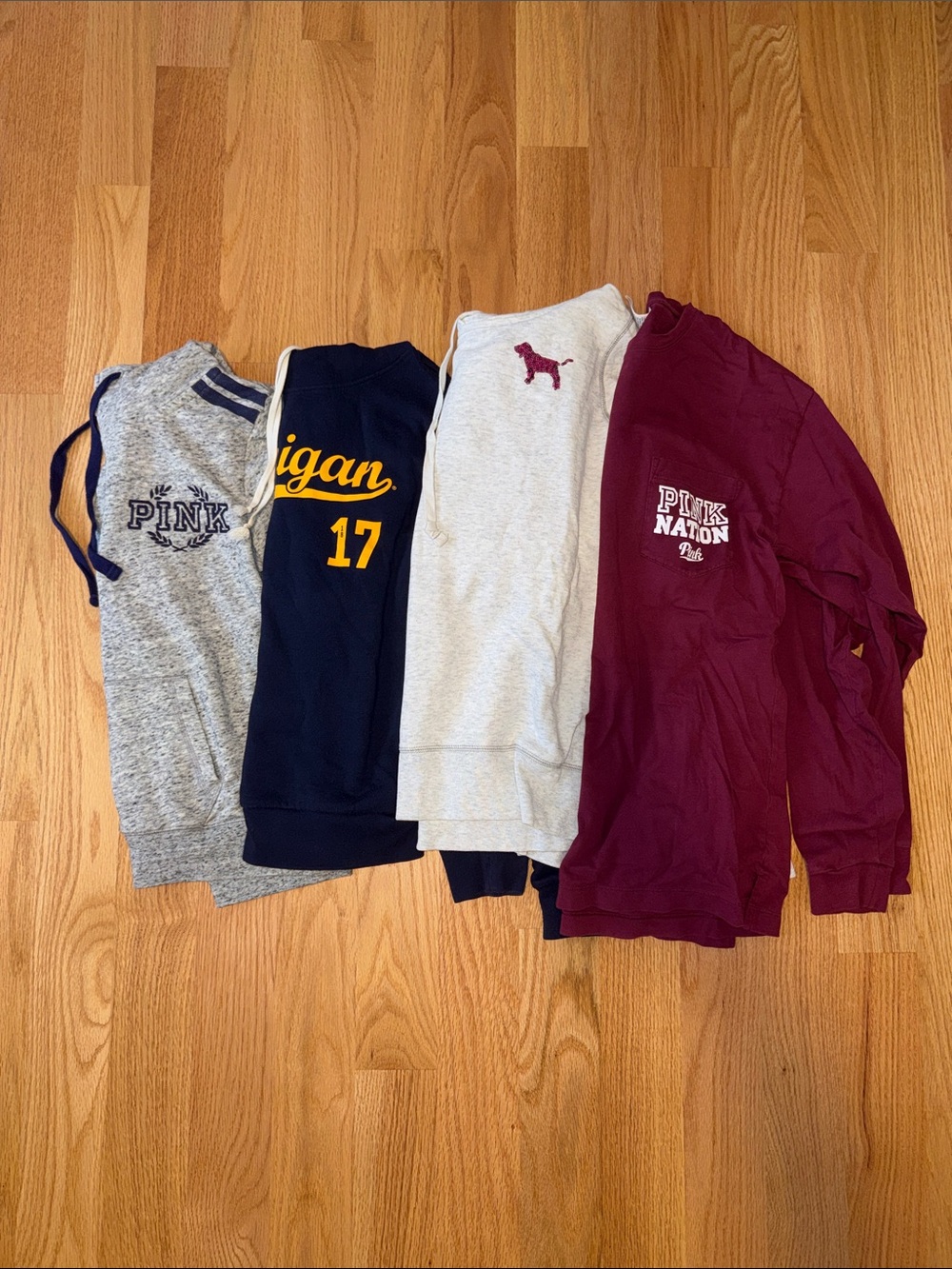 3 Pink Sweatshirts & 1 Long Sleeve Shirt (XS-M)